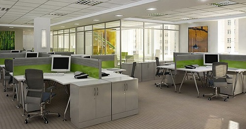 Thiết kế văn phòng màu sắc đơn giản kết hợp với kiểu dáng nội thất đơn giản