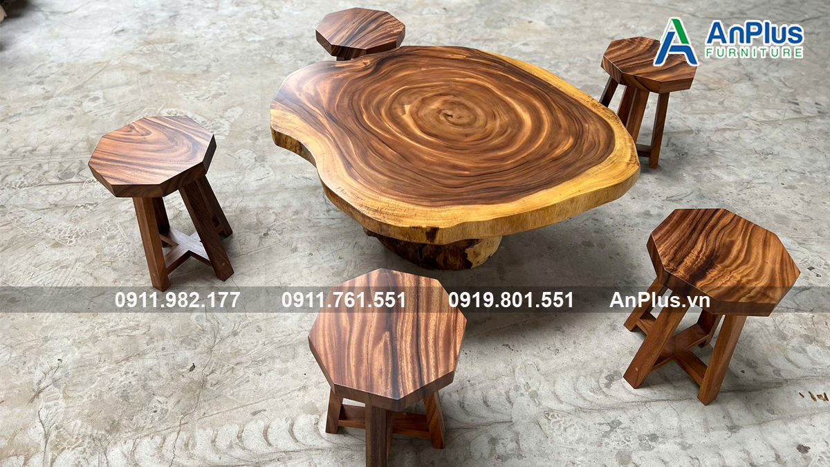 Bàn cafe gỗ me tây giá rẻ đẹp tự nhiên