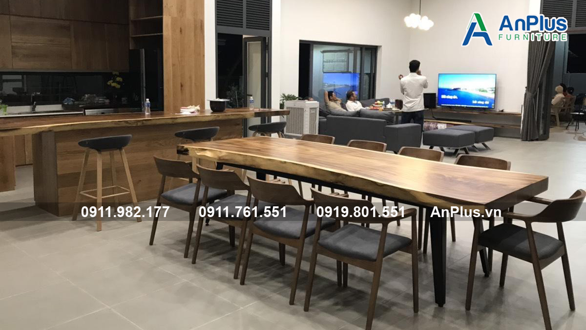 Đặt làm bàn ăn gỗ me tây nguyên tấm Đặt làm bàn ăn gỗ me tây nguyên tấm