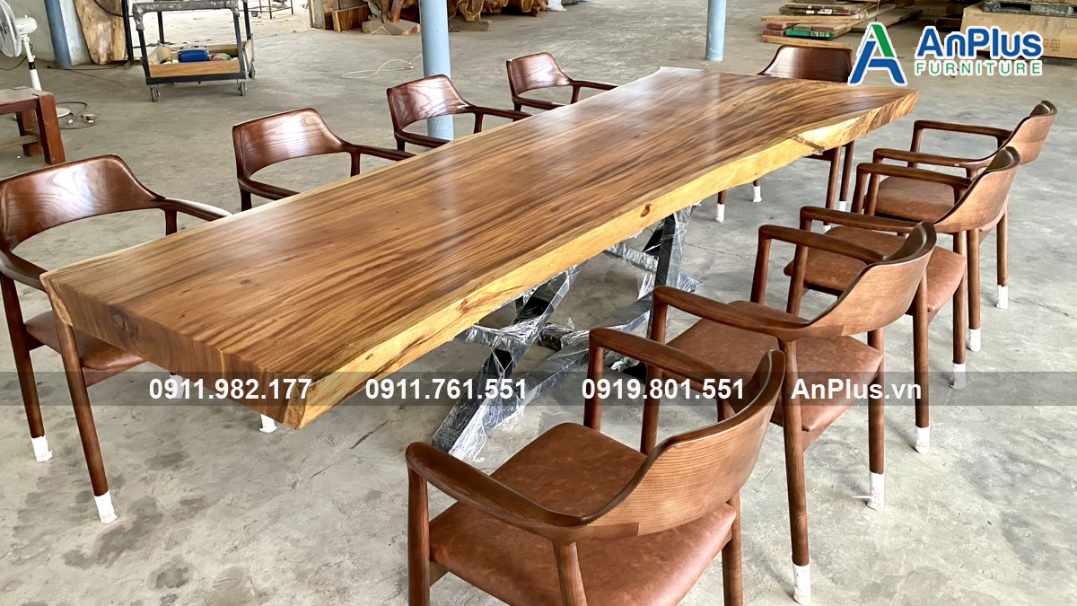 bàn ăn gỗ me tây vân gỗ tự nhiên