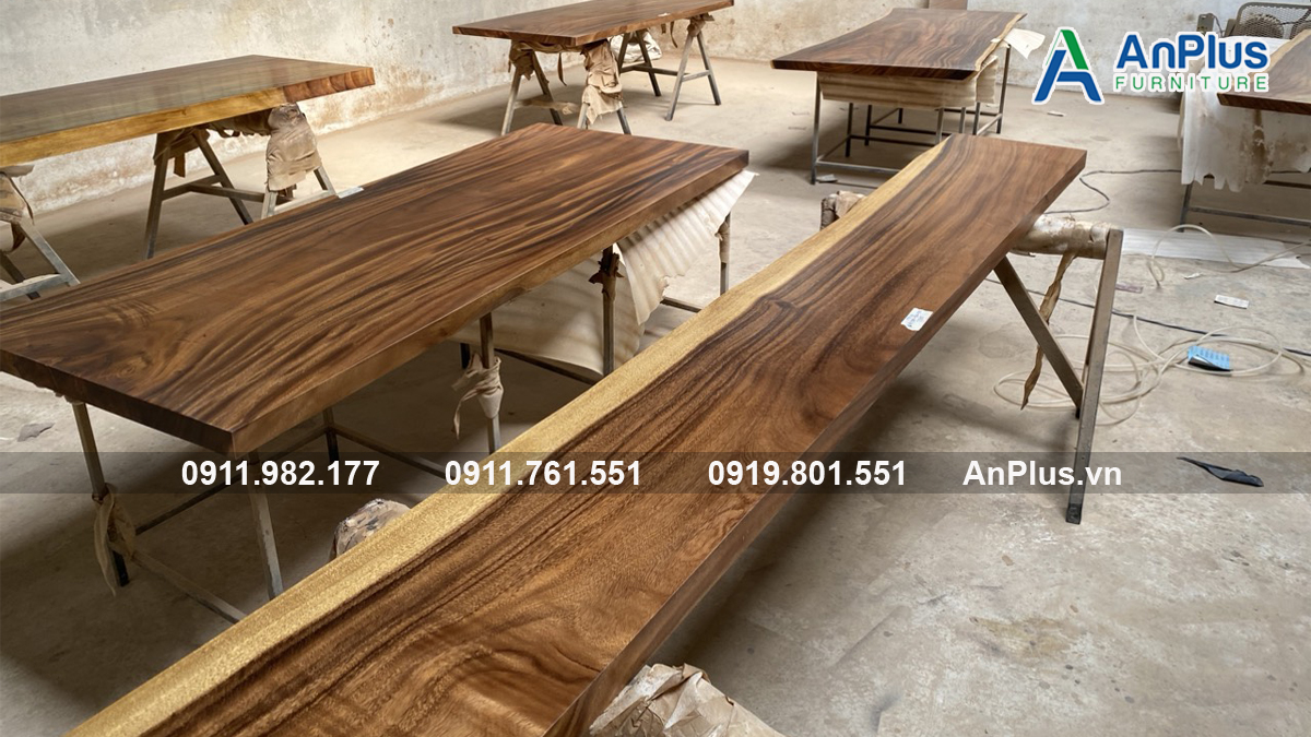 bàn cafe gỗ me tây nguyên tấm tự nhiên