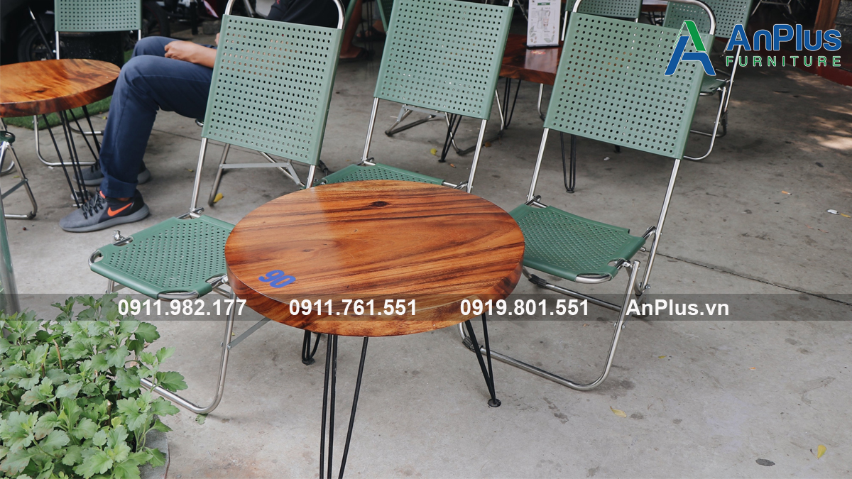 bàn gỗ me tây tự nhiên quán cafe sang trọng